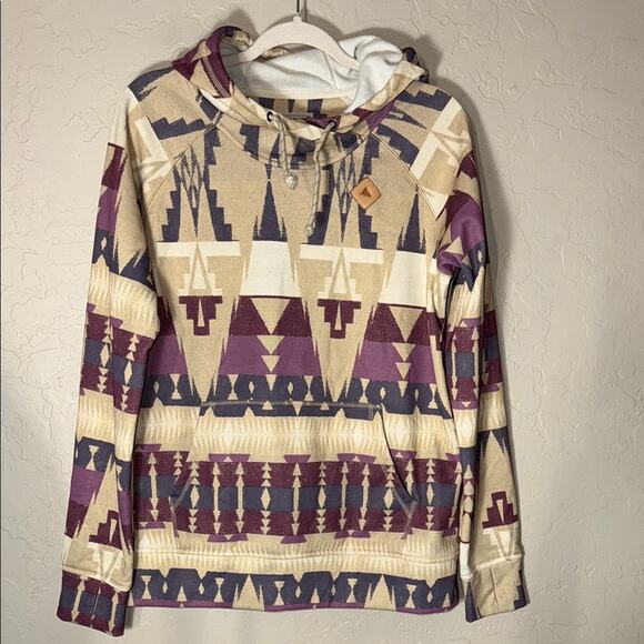 Burton Tops - Burton women’s dry ride purple Aztec print heron pullover hoodie size large